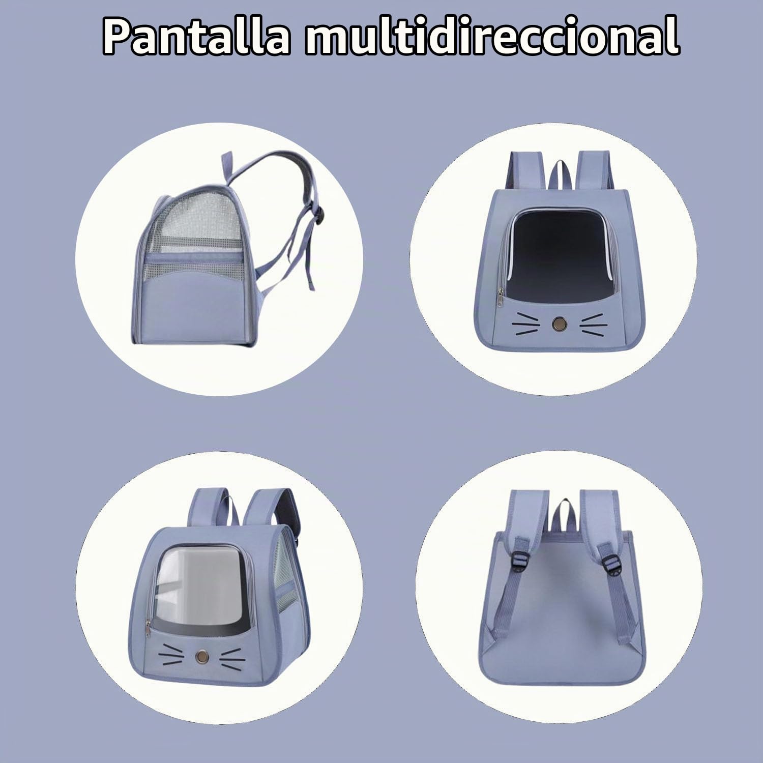 Mochila para Mascotas para Gatos, Bolsa para Mascotas Expandible, Mochila Gatos Transporte, Bolsa Transpirable para Gatos, con Ventana Transparente, para Mascotas De Menos De 6,5 Kg
