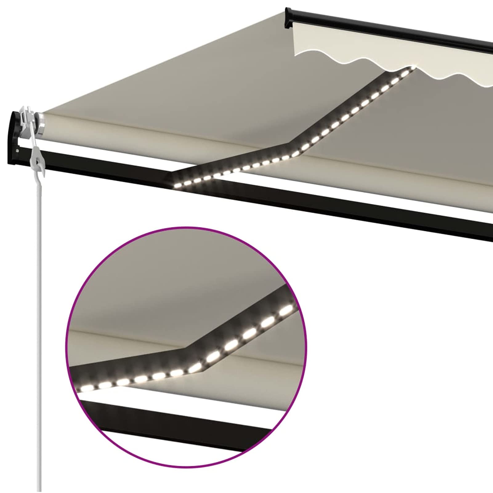 Toldo automático con LED y Sensor de Viento Crema 500x300 cm toldos Exterior terraza Vela toldo Solar Exterior Jardin Telas para toldos