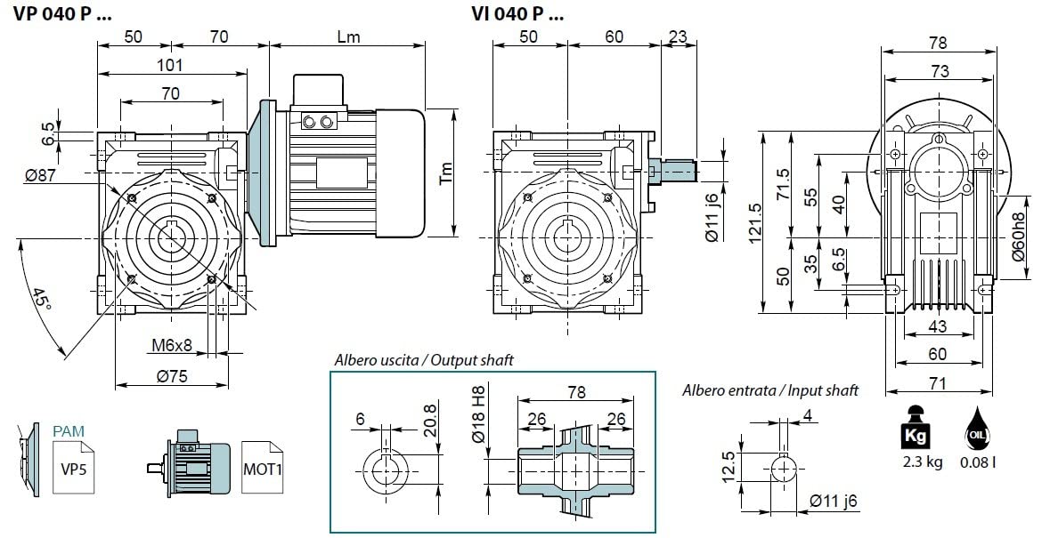 Riduttore Vite Senza Fine VP 040 P R25 63B5 U