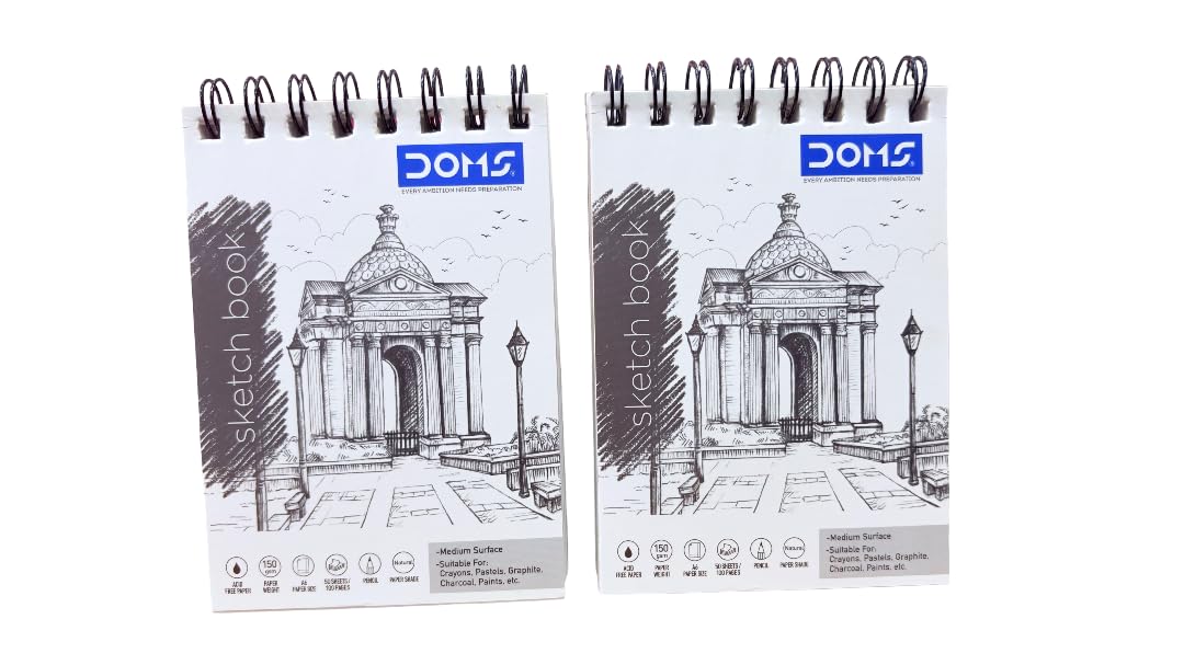 Doms A6 Sketchbook Pack of 2 Pcs, 150 GSM, 50 Sheets, Medium Surface, Spiral Bound, Natural Paper Shade, for Crayons, Pastels, Graphite, Charcoal, Paints Pack of 2 pcs-image-26