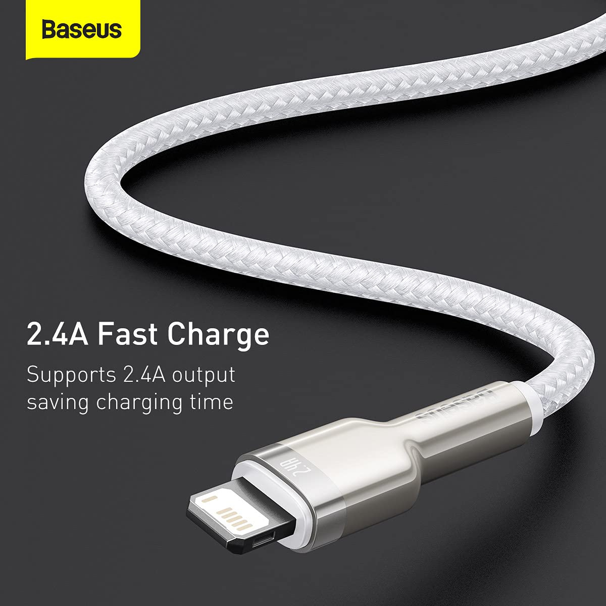 Baseus Cafule Cavo USB Per Lightning 2.4A 200 Cm – MFi Certificato? – Ricarica Veloce Per IPhone E IPad – Colore Bianco – Marchio Baseus Qualità