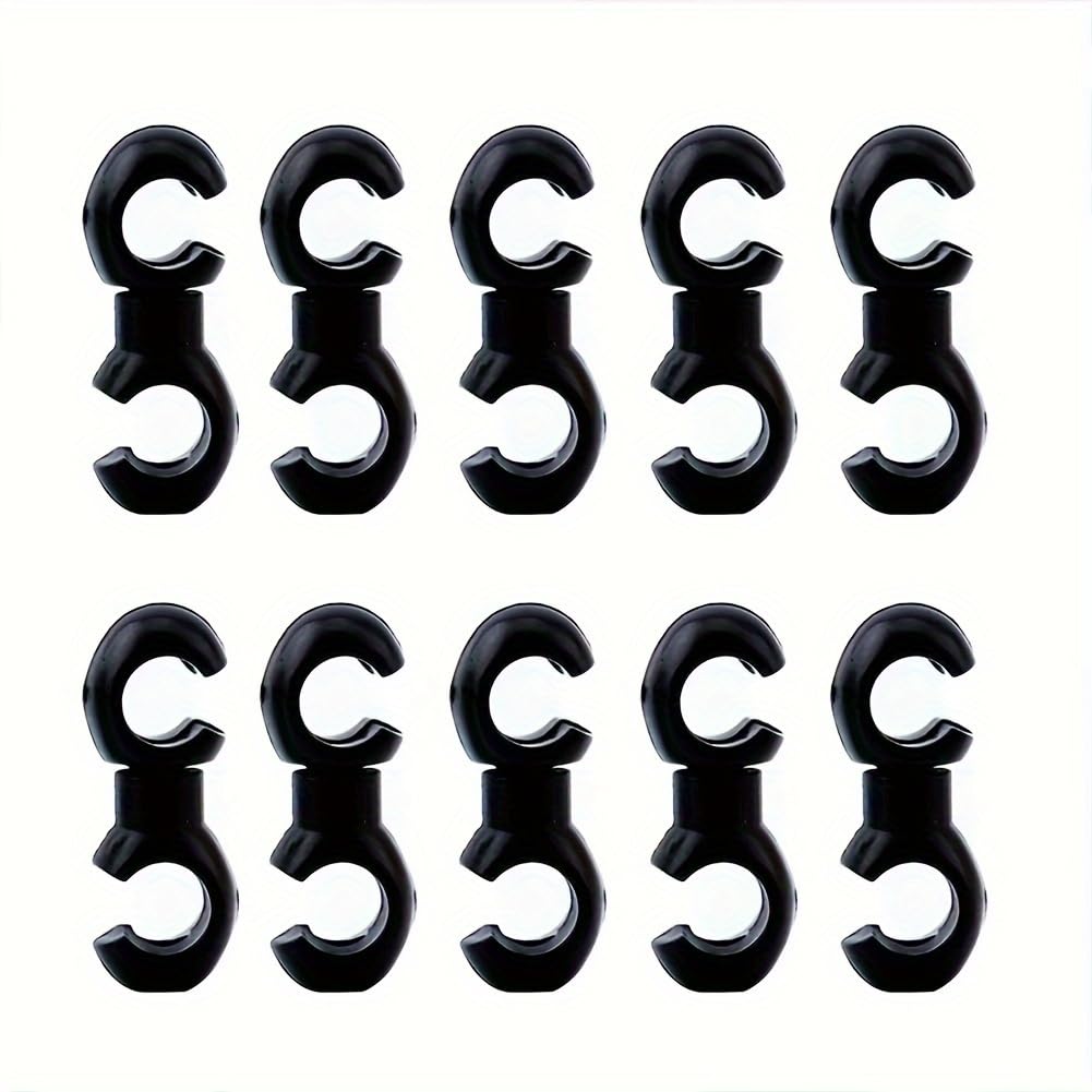 10 Pack Bike Cable Clips, ABS Bicycle S-Clips Cable Tidy Guides for Brake and Gear Housing, Frame Anti-Rub Wire Organiser for Mountain and Road Bikes - Black