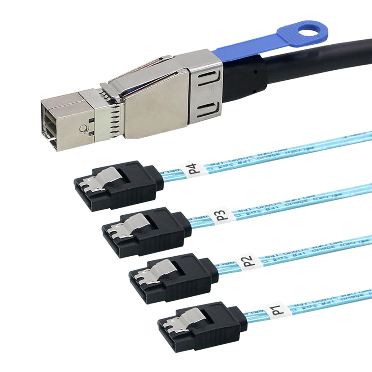 Mini SAS HD SFF-8644 con IC a 4 x SATA 7-Pin Cable – 6Gbps High Speed Server Hard Drive Interconnect, 28AWG filo di rame (1m)