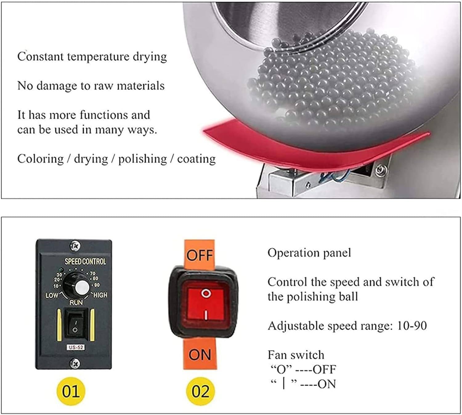 TAHALI Máquina de grageas eléctricas, máquina de grageas de 110v 220v 280w 3-6 kg/H 520 RPM máquina de grageas para Chocolate, máquina de Chocolate Comercial