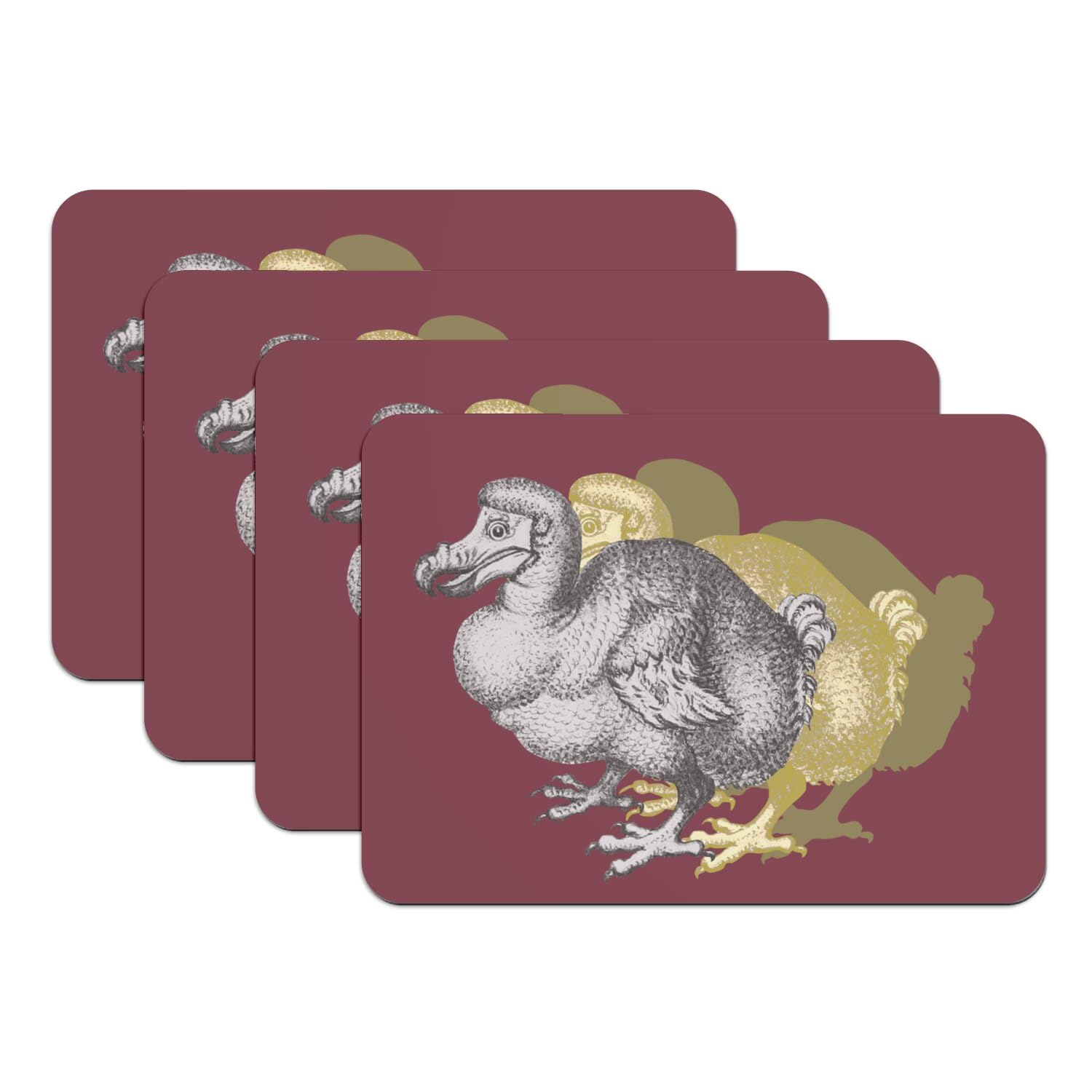 Sets de table dodo oiseau rouge en caoutchouc de qualité supérieure grand format