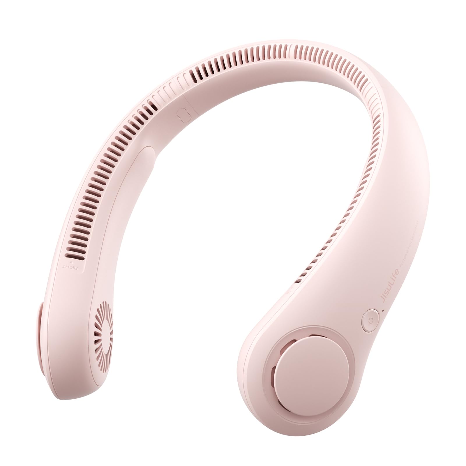 JISULIFE Portable Neck Fan, Hands-Free Bladeless, 5 Speeds, 4000 mAh Battery Operated Wearable Personal Fan, Twistable, Rechargeable, Gift for Women Men-Pink