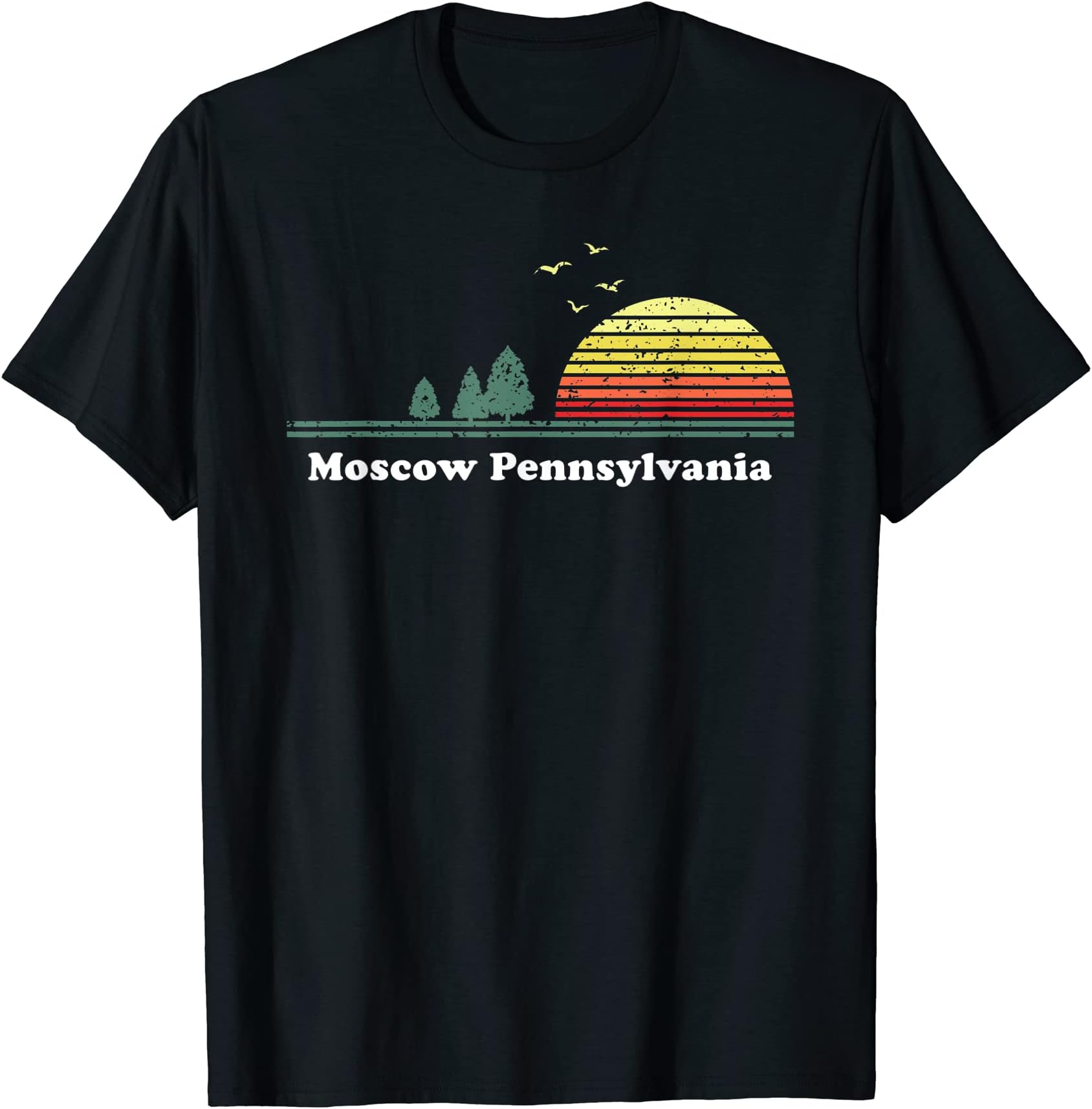Retro Moscow, Pennsylvania Home State GiftVintage Moscow, Pennsylvania Sunset Souvenir Print T-Shirt