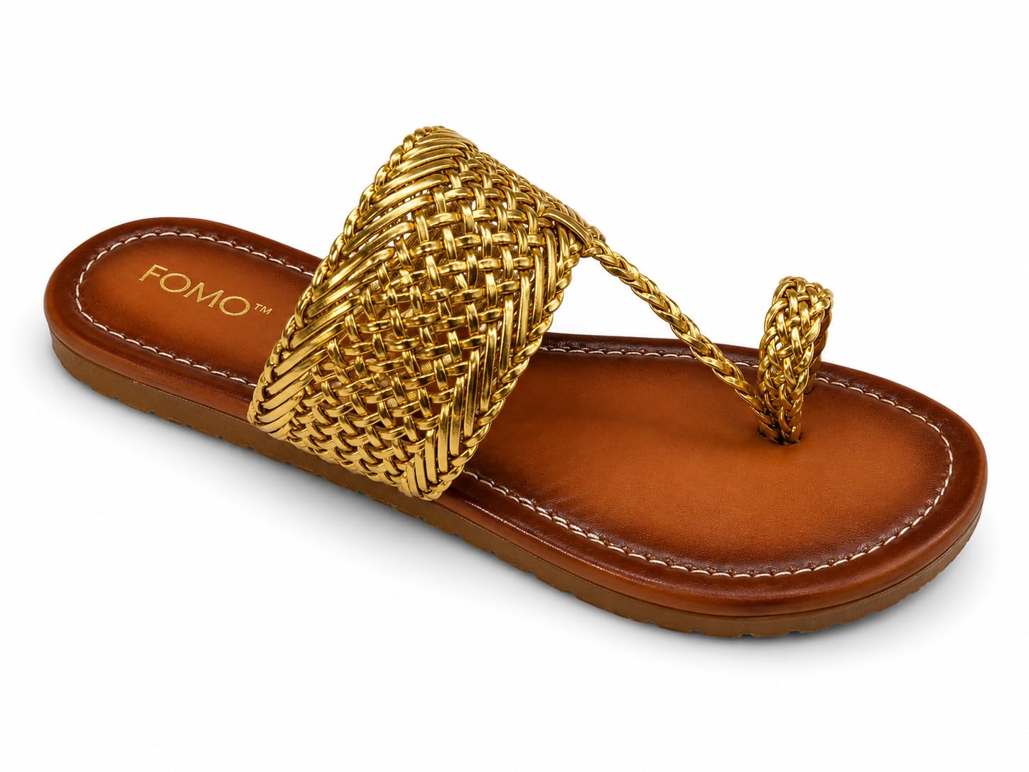 FOMO Women's Ethnic Style Flat Sandals | Comfortable Slip-On Footwear for Casual & Festive-image-47