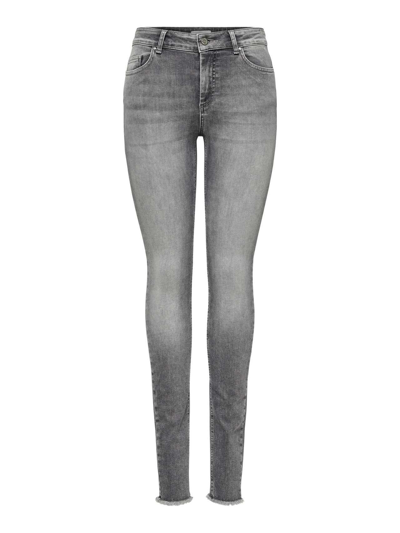 ONLY NOS Women's Onlblush Mid Sk Ank Raw Jns Rea0918 Noos Skinny Jeans, Grey (Grey Denim Denim), 36 /L30 (Manufacturer size: Small)