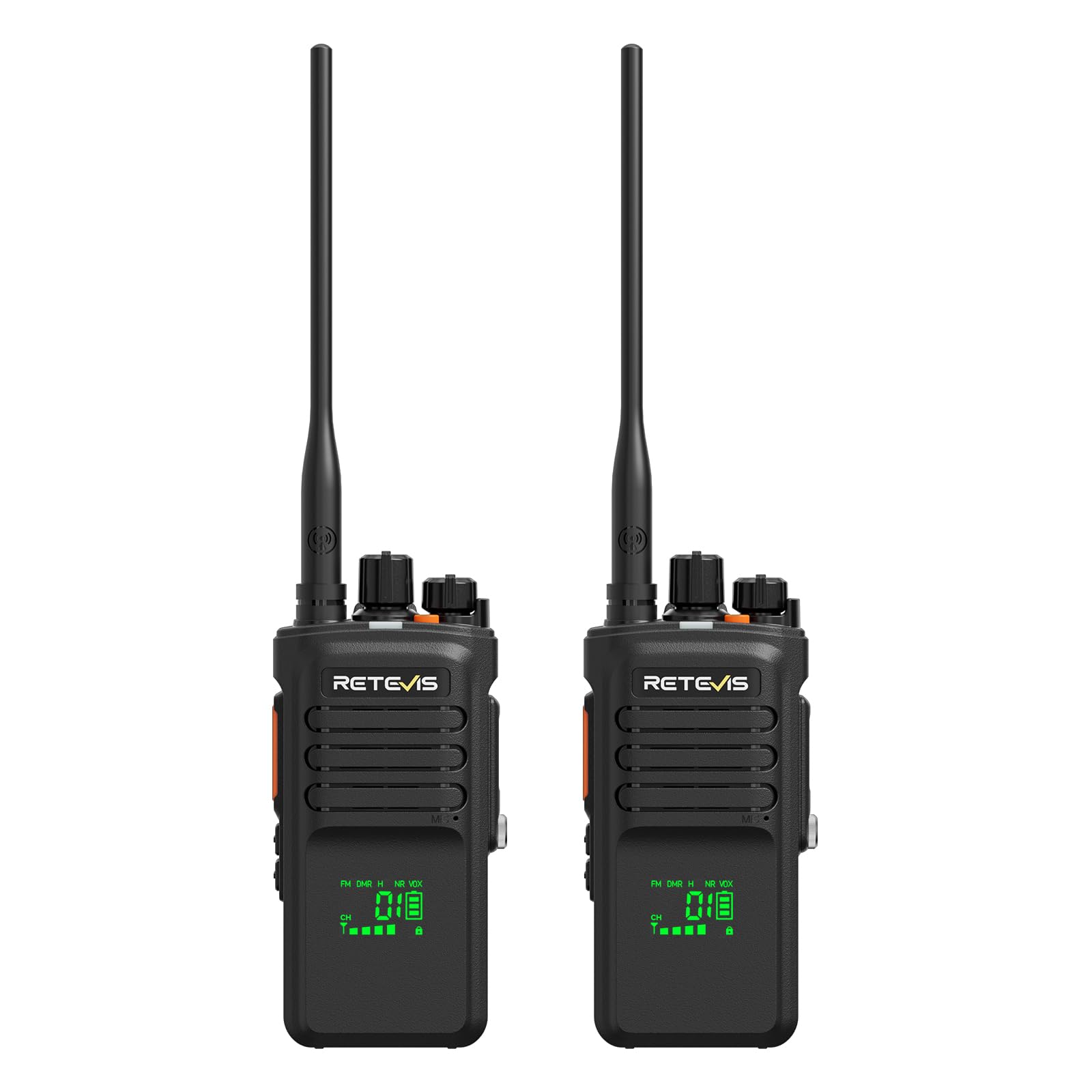 Retevis NR40 DMR Funkgerät, Wasserdicht Walkie Talkie Große Reichweite | Professionelles Handfunkgerät mit 2800mAh, Stoßfest & Klarer Klang, für Bau Fabriken Hersteller, Schwarz, 2 Stück