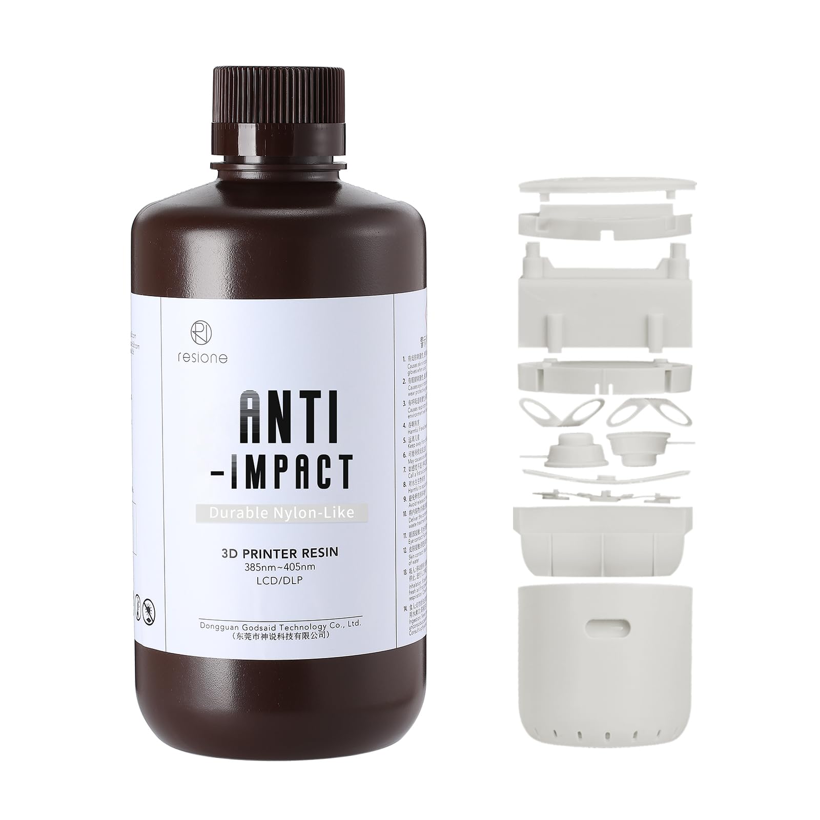 RESIONE Anti-Impact High Tough Resin with Low Water Absorption,Nylon-Like Long-Term Non Brittleness Resin That Suitable for Printing snap on or Movable Parts(White Grey 1kg) 1000g