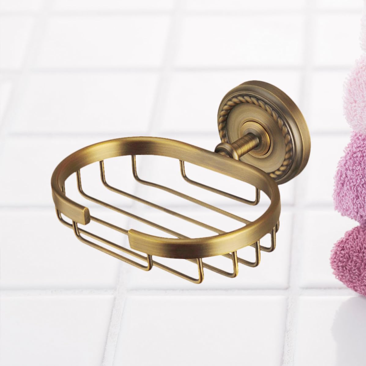 Estilo Vintage Jabonera de Pared de Latón para Baño y Ducha