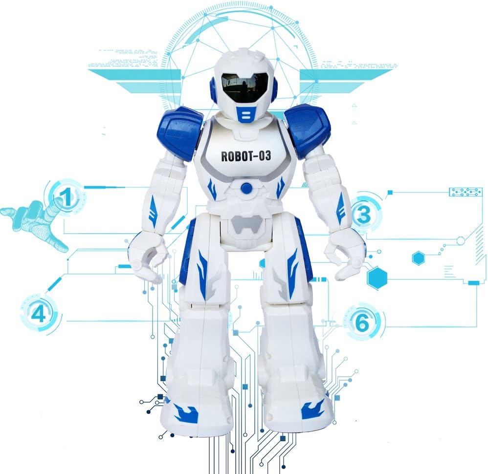 Remote Control RC Robots Toys Think Wing Interactive Funny machine with LED Eyes, Speaking, Singing, Dancing, Walking, Sliding, A Good Beginner Programmable Robot for Young Children (Blue)