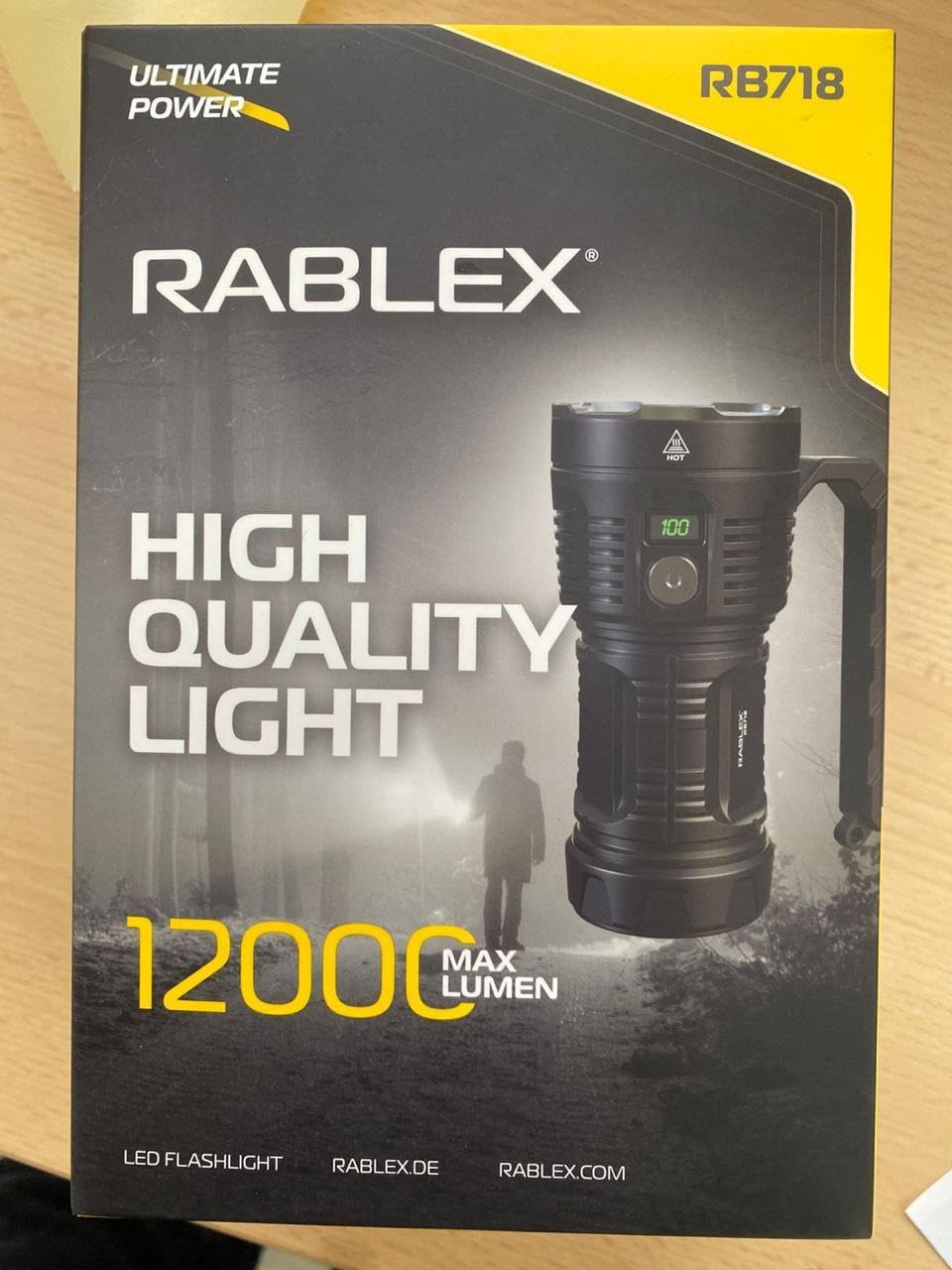 RB718 LED Handkurbel Taschenlampe, USB aufladbar Handscheinwerfer, USB Aufladbare Kopflampe mit Hoher Leistung Akku, Mehrere Modi Stirnlampe für Camping Outdoor Arbeit [Energieklasse A+++]