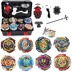 Maletin Beyblade Original Netoke Peonzas Estadio Burst Conjunto, 4D Metal Fusion Peonzas Niños, Contiene 8 X Ráfagas + Ráfagas Gyro Launcher