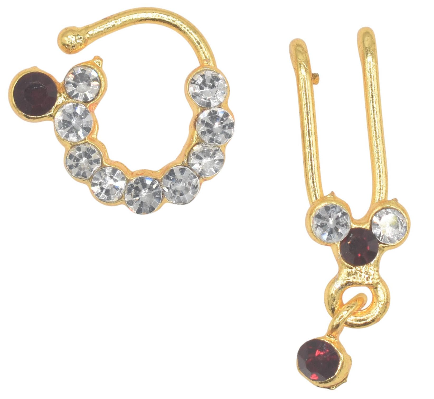 GVG God Jewellery Stone Nathu Bulaki small (Nose Pins) for all Gods and Goddesses Made with white stones-image-36