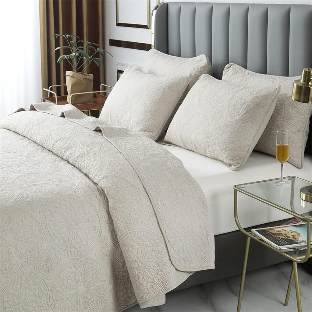 European-Style Bed Cover Three-Piece Quilted Quilt Air Conditioner Quilted Bedding Topper(230 * 250cm)