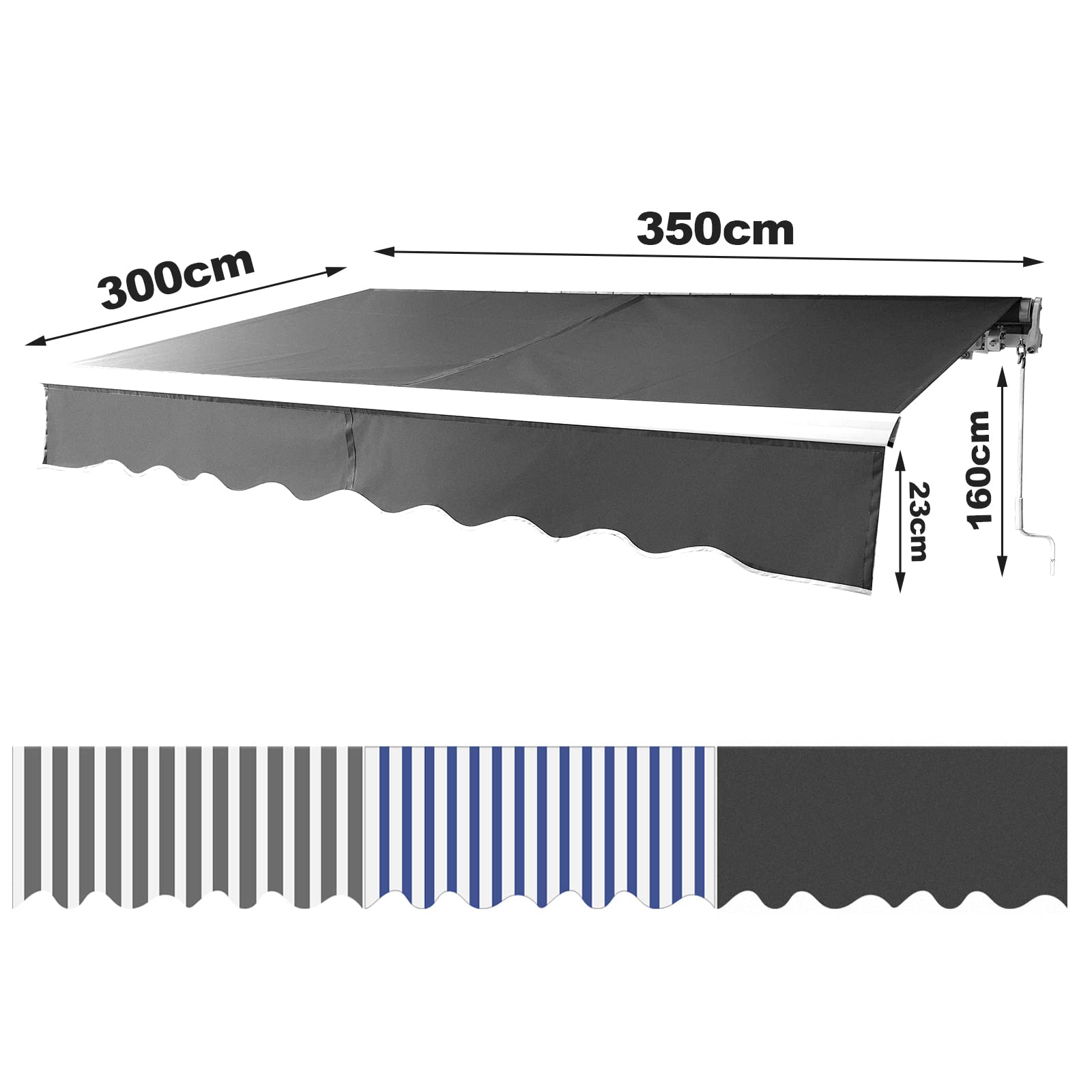 Tenda Da Sole Tubiaz Con Braccio Snodato 350x300cm - Impermeabile E Anti-UV Per Terrazze | Grigio - Foto 3