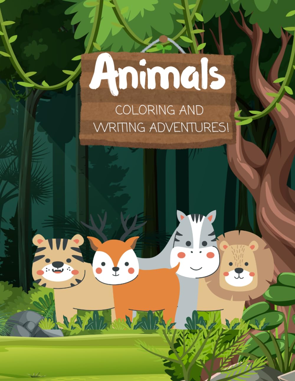 Animals: Coloring and Writing Adventures (Kids Coloring Books)