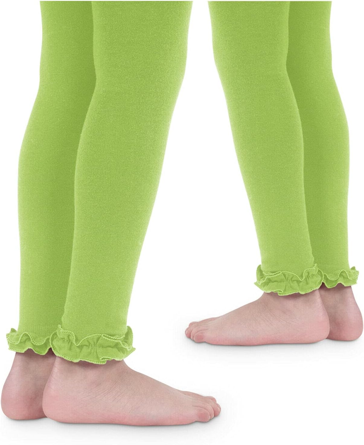 Jefferies Socks Girls Ruffle Lace Trim Pima Cotton School Uniform Footless Tights 2 Pack
