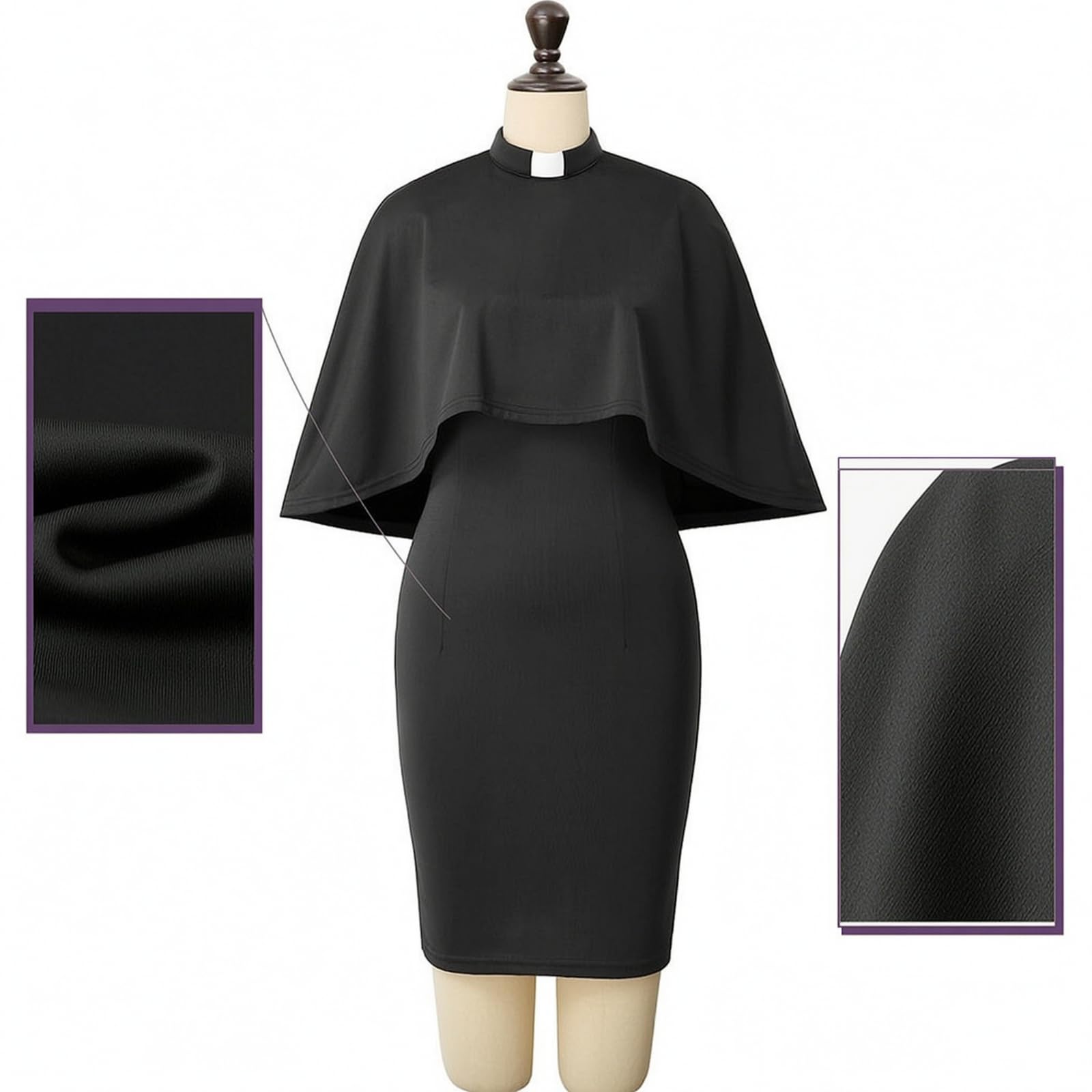 Cosplay-Kleid langärmlig Kleid mit Cape angenehm Dienstmädchenkleid für Themenparty, XXXL