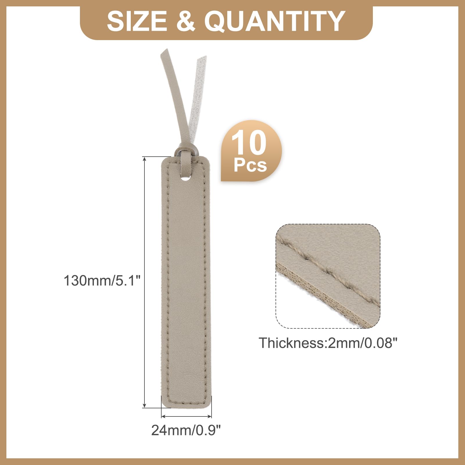 PATIKIL Leather Bookmarks, 10Pcs Rectangle Book Marks Page Markers for Book Reading Men Women Teacher Reader Book Lover Writers, Gray - Image 2