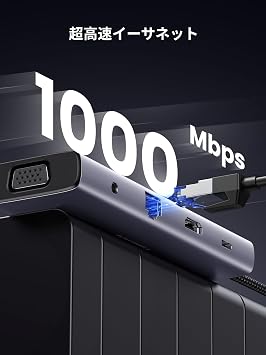 UGREEN 10-in-1 USB C Hub 4K HDMI & VGA Output USB Hub with 3x USB 3.0 Ports, 100W PD Fast Charging, 1Gbps Ethernet, 3.5mm Audio Port, SD/MicroSD Card Reader, Docking Station Compatible with ROG