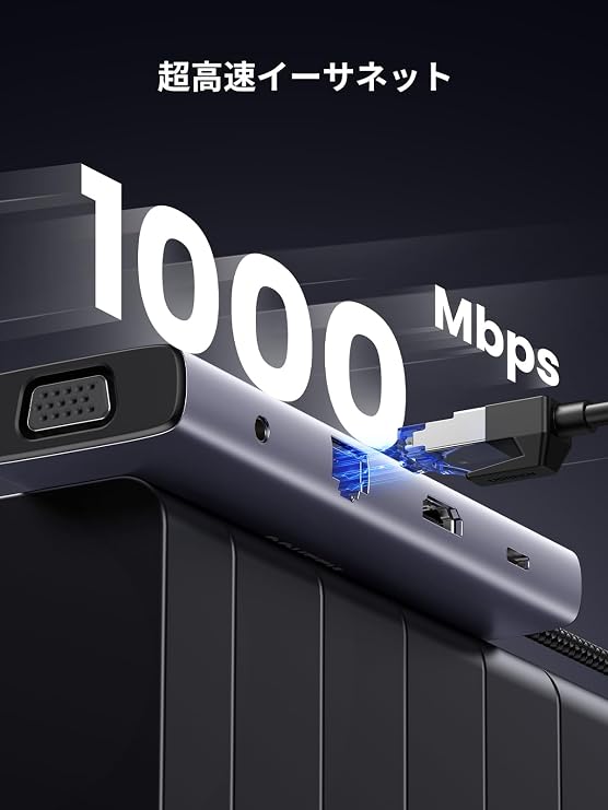 UGREEN 10-in-1 USB C Hub 4K HDMI & VGA Output USB Hub with 3x USB 3.0 Ports, 100W PD Fast Charging, 1Gbps Ethernet, 3.5mm Audio Port, SD/MicroSD Card Reader, Docking Station Compatible with ROG