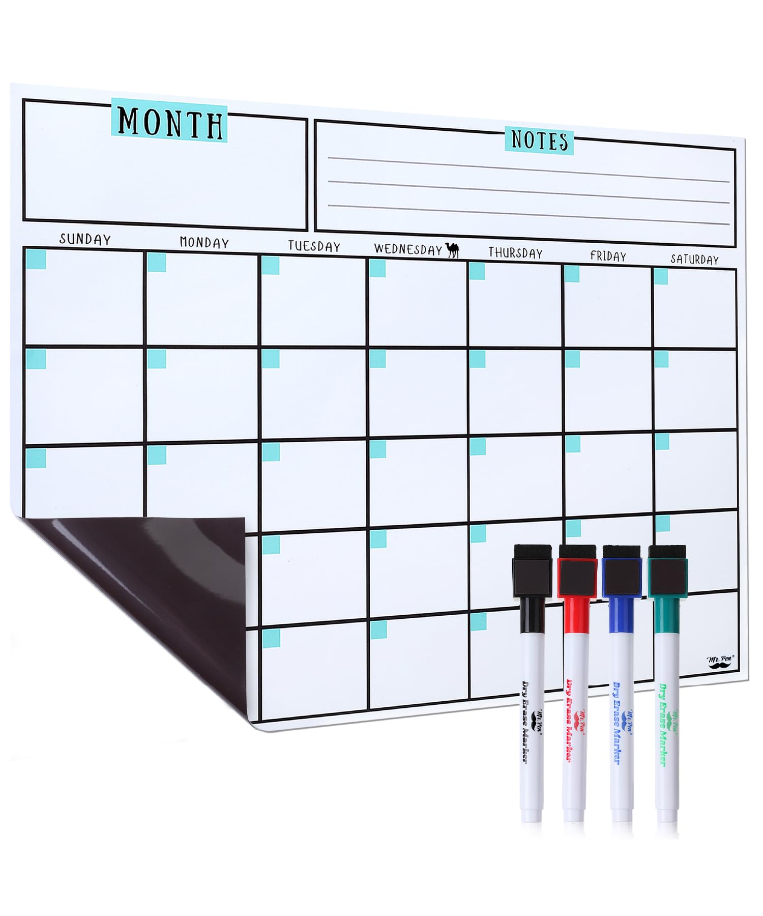 Mr. Pen- Dry Erase Calendar for Fridge, Magnetic, 14.7 x 11.8, Magnetic Calendar with 4 Dry Erase Markers