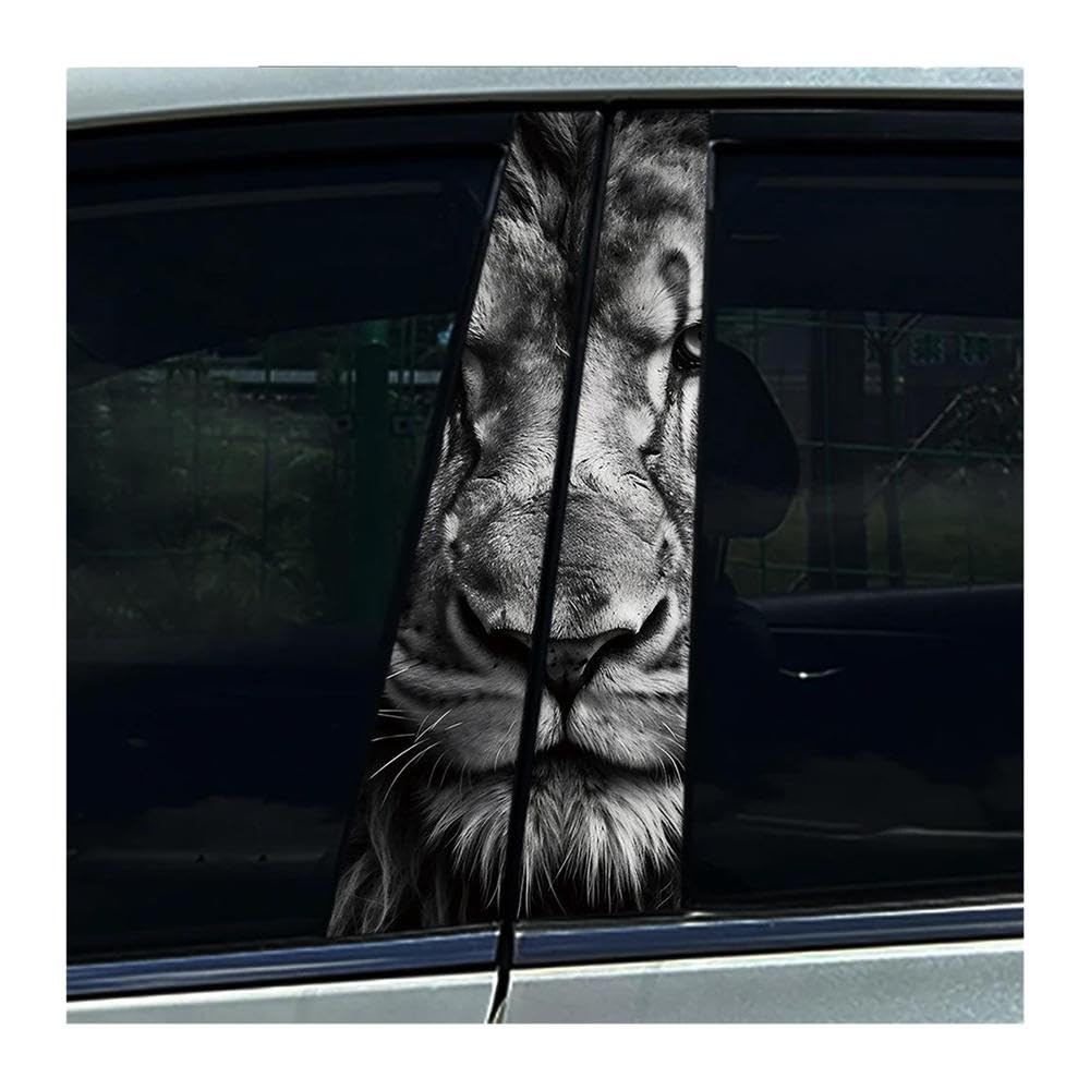Decorative Items 2PCS Car Center Pillar Sticker Animal Lion Giraffe Auto B Pillar Protective Film Decals(D)