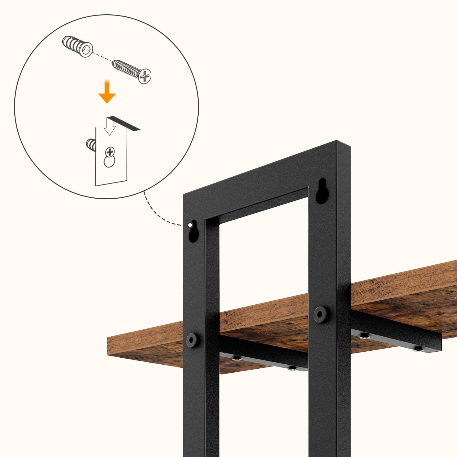 HOOBRO Mensola Sospesa, Set da 2 Mensole da 38 cm, Scaffale a Parete a 2 Livelli, Mensola Sospesa per Bagno, Adatto per Soggiorno, Camera da Letto, Bagno, Cucina, Marrone Vintage e Nero EBF32BJ01