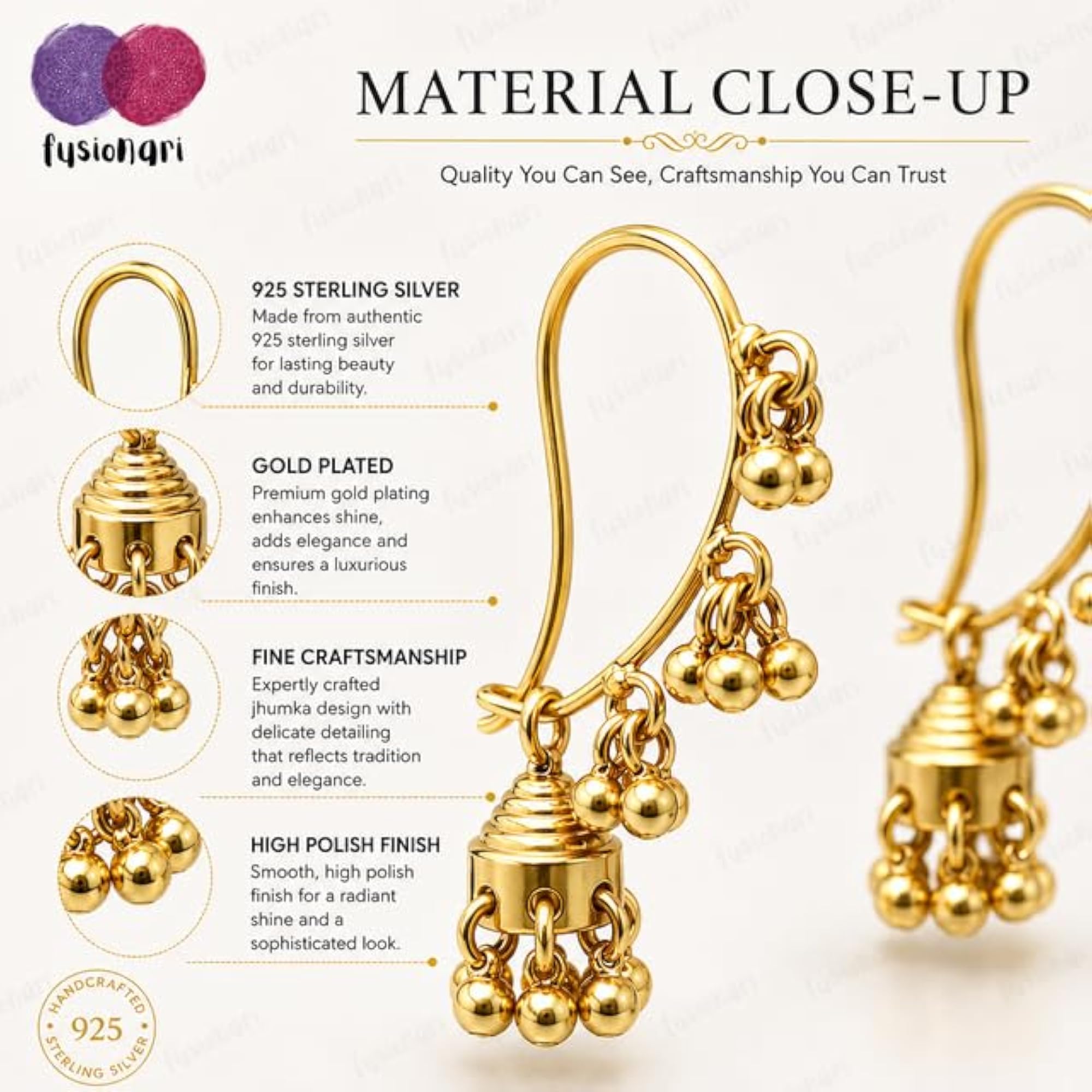 Women's Traditional 925 Sterling Silver Mango Jhumka Earrings