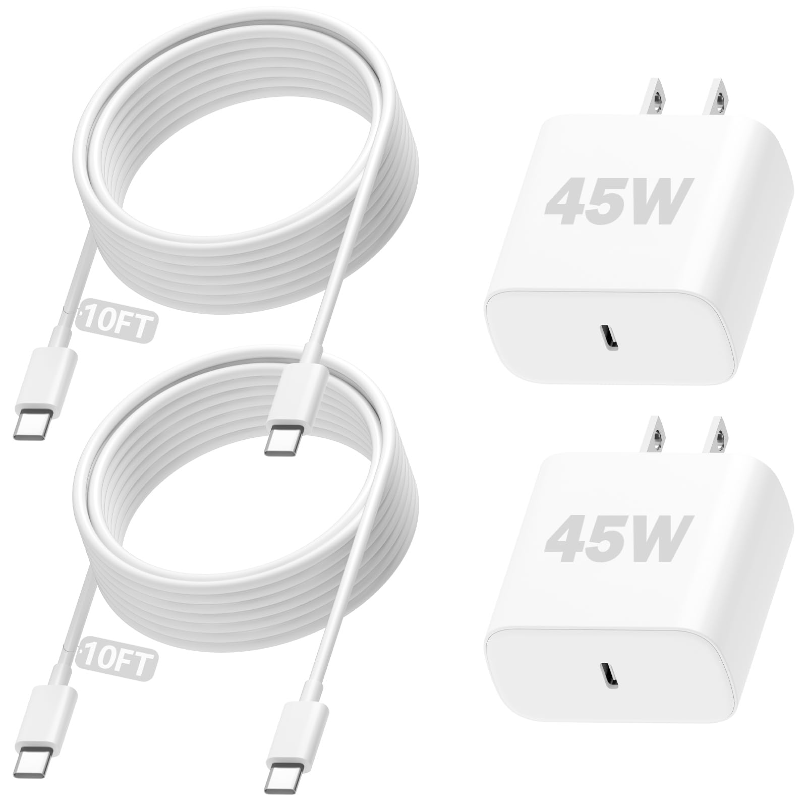 Super Fast Charger for iPhone 17 16 Pro Max Charger 45W Type C Fast Charger Block with 10FT
