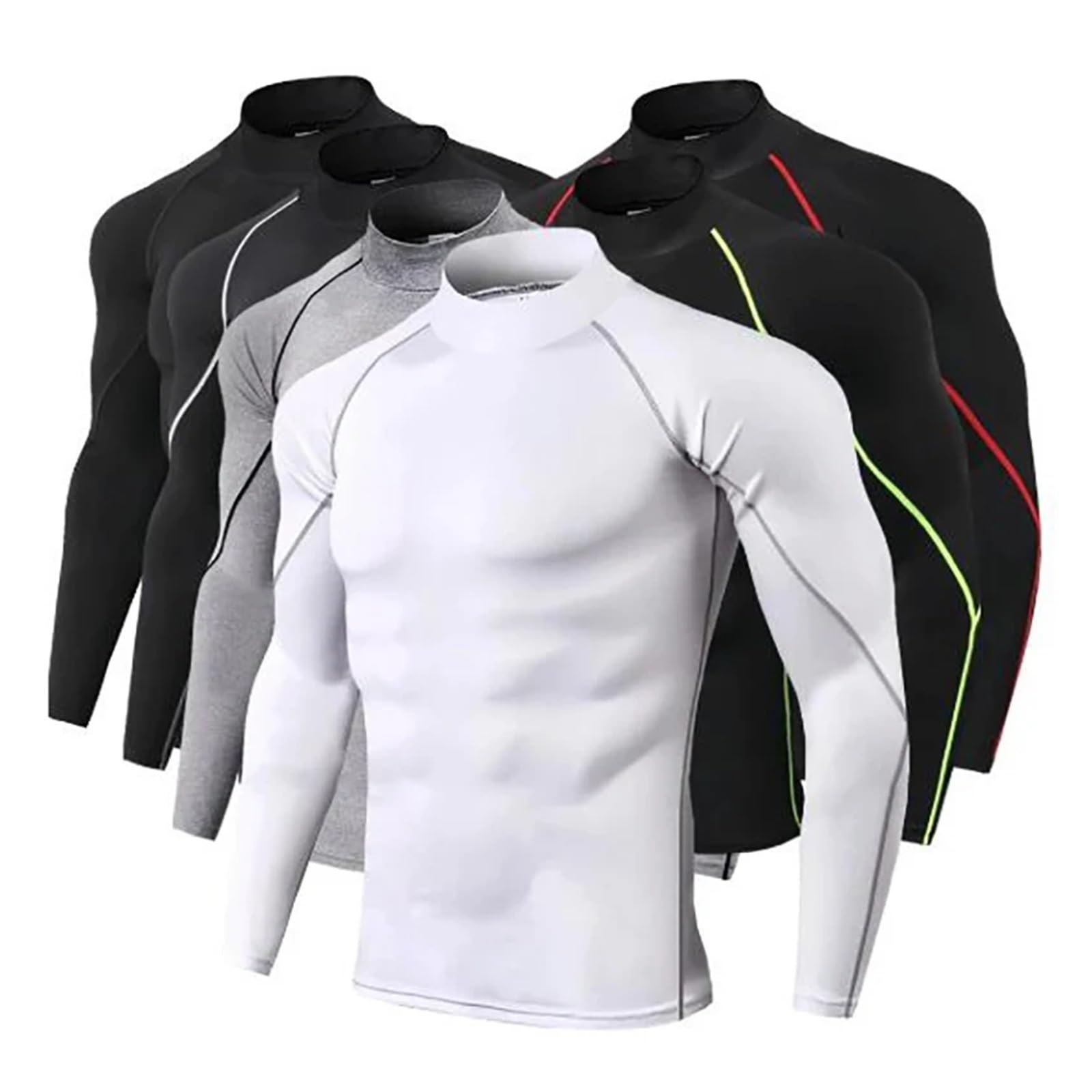 T-Shirt Manche Longue Homme Hommes Sport Chemise Sèche Musculation Course Chemise À Manches Longues Haut De Compression Gymnase T-Shirt Hommes Fitness Serré(Black,XL)