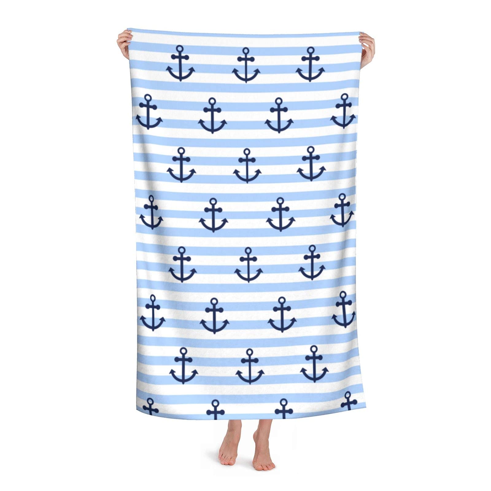 Sponsored Ad - Gadimen Anchor Beach Towel Oversized 63"x31", Soft Quick Dry Large Plush Pool Towel, Microfiber Cabana Stri...