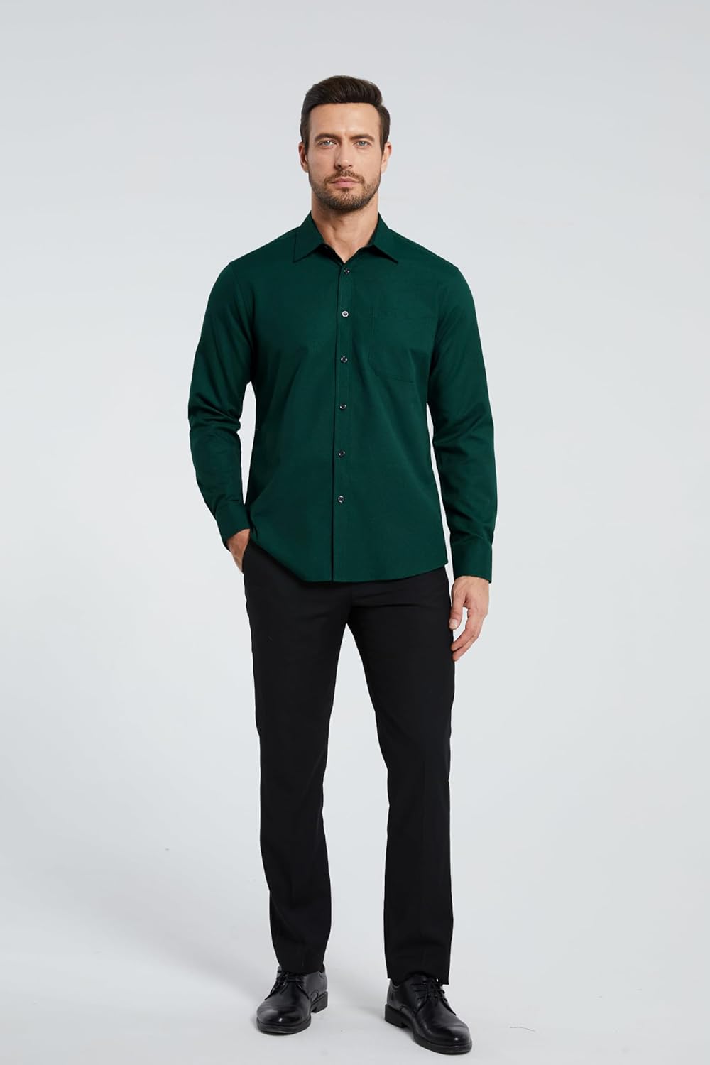 HISDERN Oxford 112 Men's Long Sleeve Oxford Dress Shirt Button Down Collar Breathable Business Casual for Work Formal Wear - Image 5