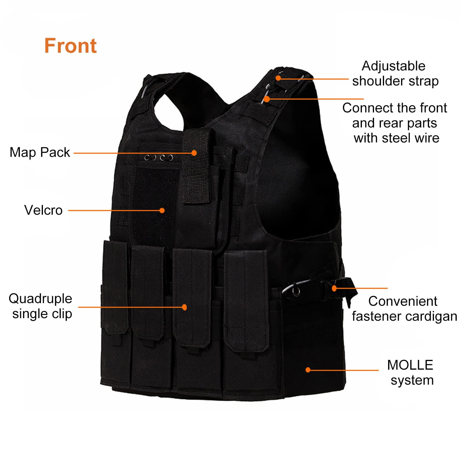 Chaleco Multifuncional Respirable Desmontaje Rápido Equipo de Entrenamiento Chaleco Protector