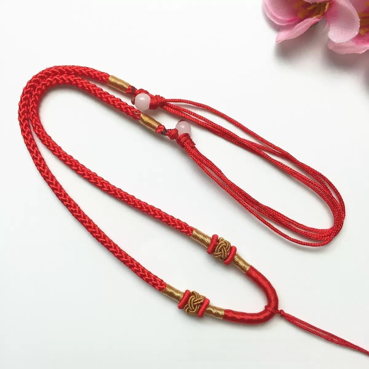 Pack of 8 Jade Strings Cords Emerald Rope for Necklace and Jewelry Making, Handmade Jade Pendant Adjustable Braided Necklace Cord, 4 Colors