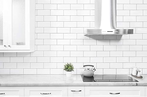 Miniatura 2 de STICKGOO - Azulejos adhesivos, estilo metro, para loseta en muro de cocina y baño, diseño más grueso, color blanco (10 hojas)