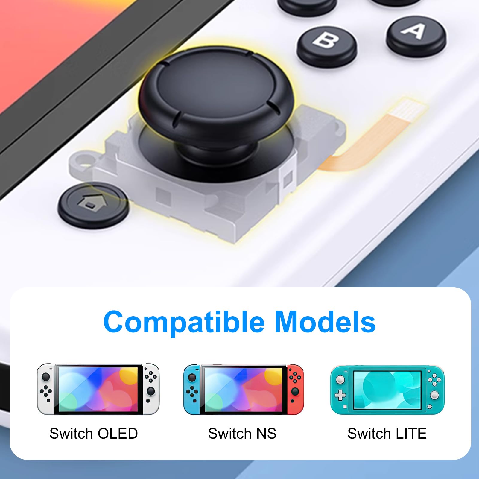 2 Piezas Joysticks 3D TMR de Repuesto para Mandos OLED Lite Joy-Con Kit Reparación Palancas Sin Deriva con Herramientas Incluidas
