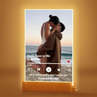 Generic Personalized Gifts Plaque for Men Women - Customized LED Walnut Frame with Photos for Couple Boyfriend Girlfriend, Customized Birthday Christmas Valentines Day Gifts for Couples