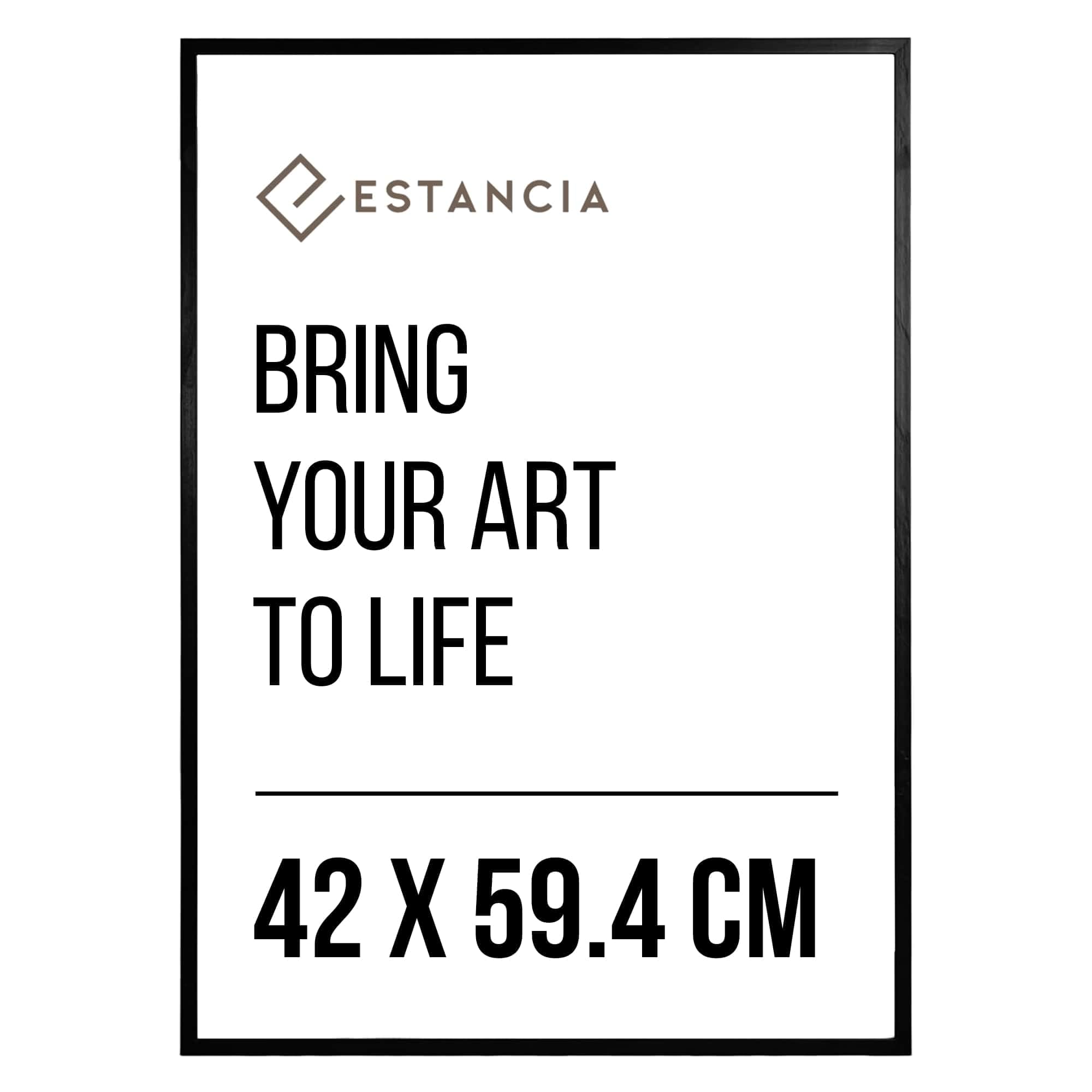 Estancia Black Pine Wood Photo Frame 42x59.4 cm (A2) with Shatterproof Acrylic Glass | Modern 42 x 59.4 cm Wooden Picture Frame