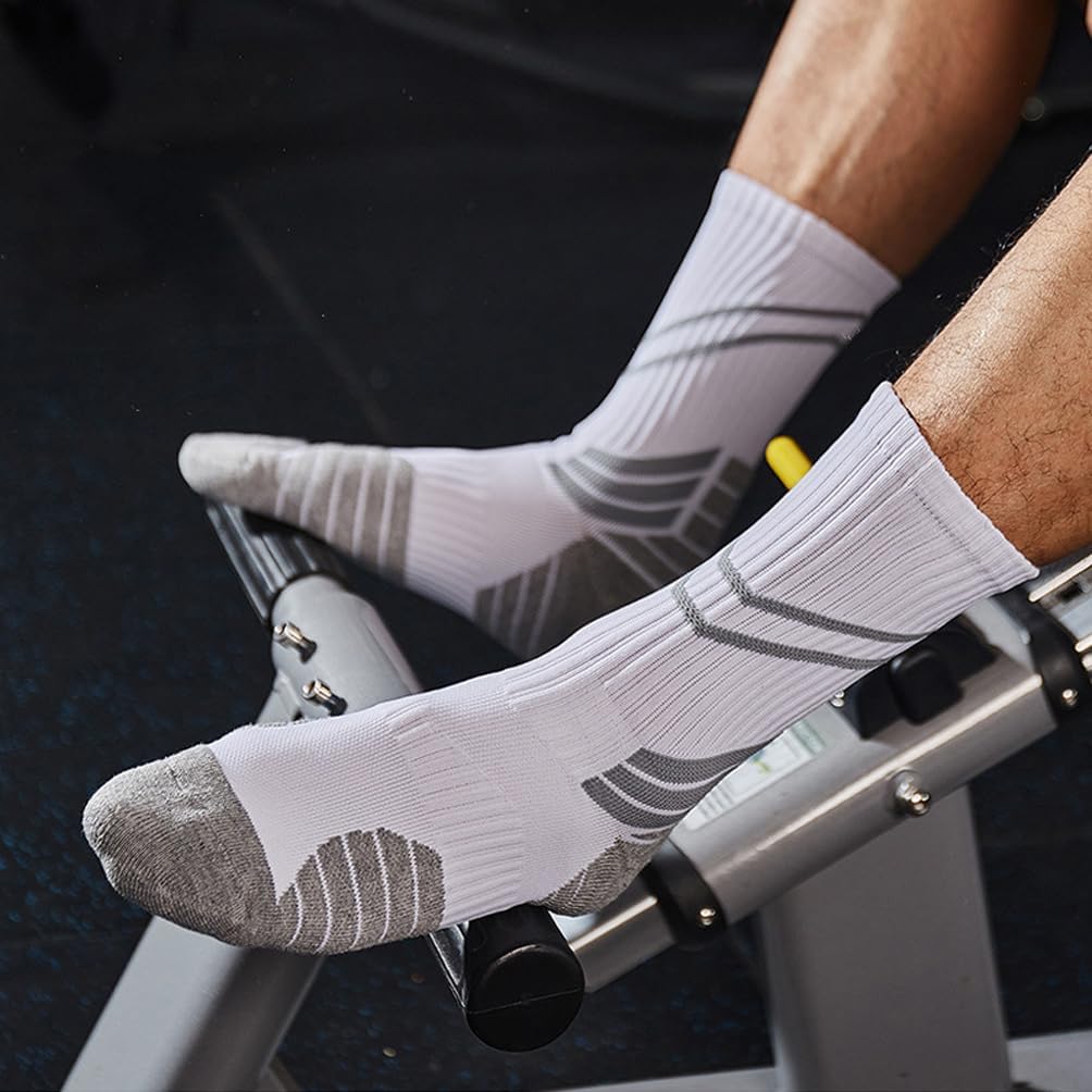 DRASEX Men's Sports Cushioned Athletic Crew Socks 4-Pack Performance Thick Basketball Running Hiking Socks - Image 2