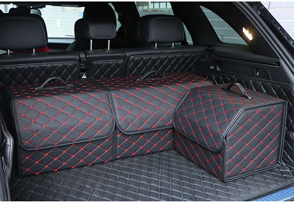 Auto-Organizer-Box – Kofferraumtaschen aus Leder, faltbare Kofferraumaufbewahrung für Fahrzeugzubehör, perfekt für Werkzeuge und Zubehör