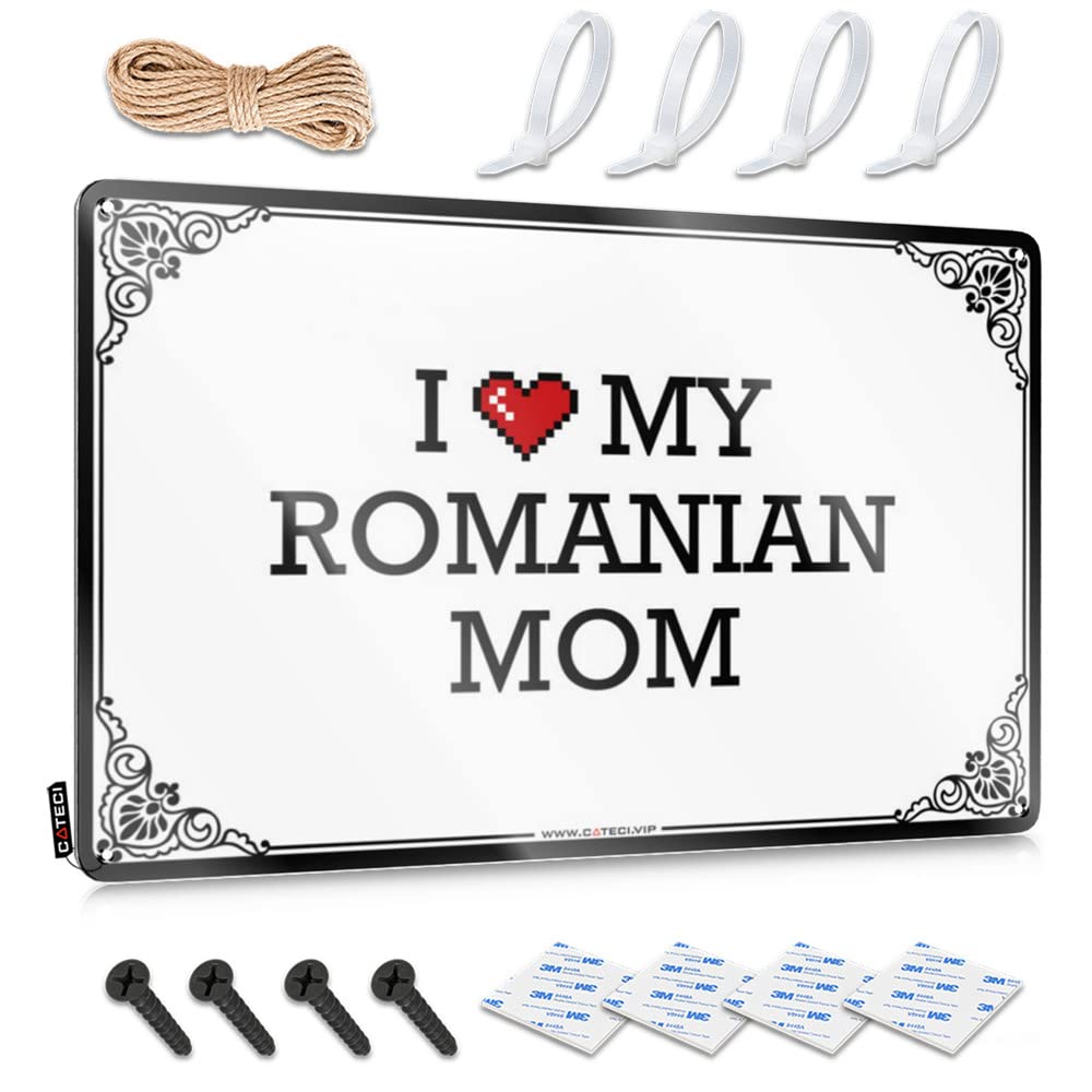 Funny Kitchen Decor Mancave Wall Art - I Love My Romanian Mom Nice Rustic Wall Hanging(30X40CM)