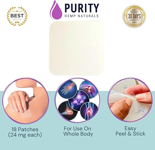 Miniatura 6 de Parche de cáñamo de 18 quilates (438 mg) de oro 3 veces más potentes parches de 24 mg. Liberación prolongada 24 horas. Conveniente y discreto. Para