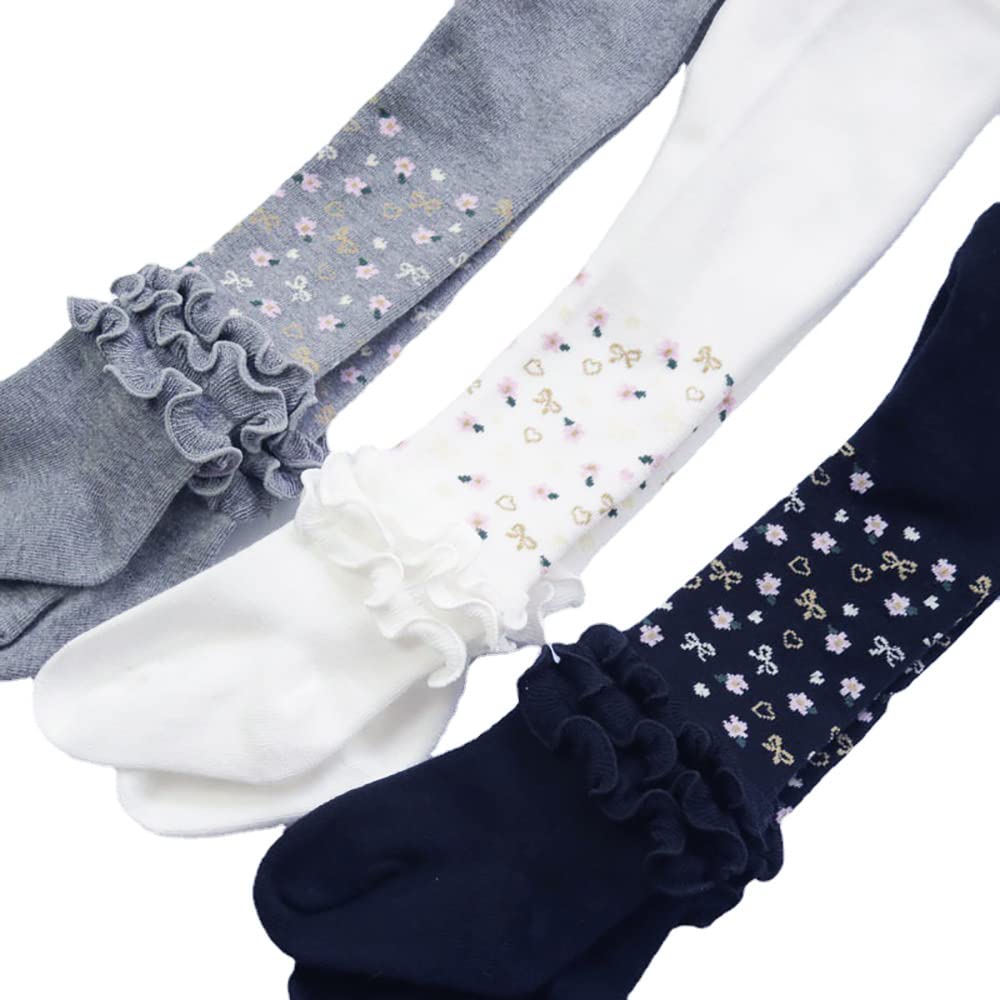 Carino Collant con Floreale Volant Frilly Trim per Bambina Bimba Neonata Calze Collant Principessa Leggings Calzini Calzamaglia Cotone per 0-4 Anni