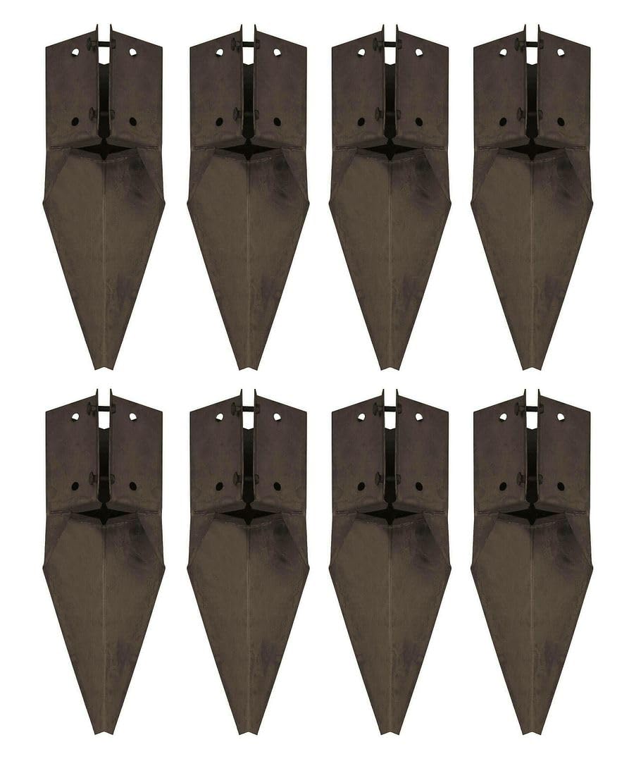 8 x Fence Repair Post Holder 100mm posts Support Drive Down Spike Clamp Grip Brown for 100mm x 100mm (4") posts, Eliza Tinsley Swiftpost, Pack of 8
