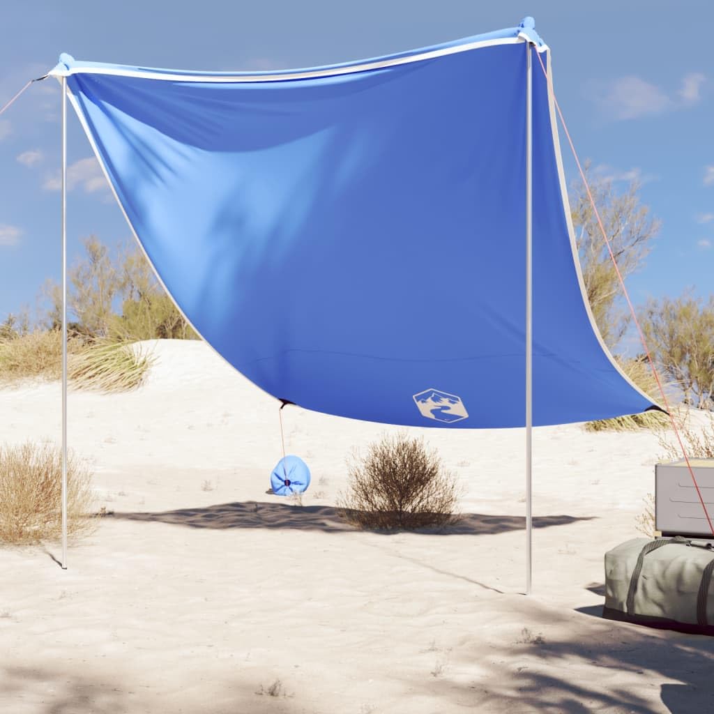 Rekreacja na świeżym powietrzu baldachim plażowy z kotwicami piaskowymi niebieski 214 x 236 cm kemping i wędrówki