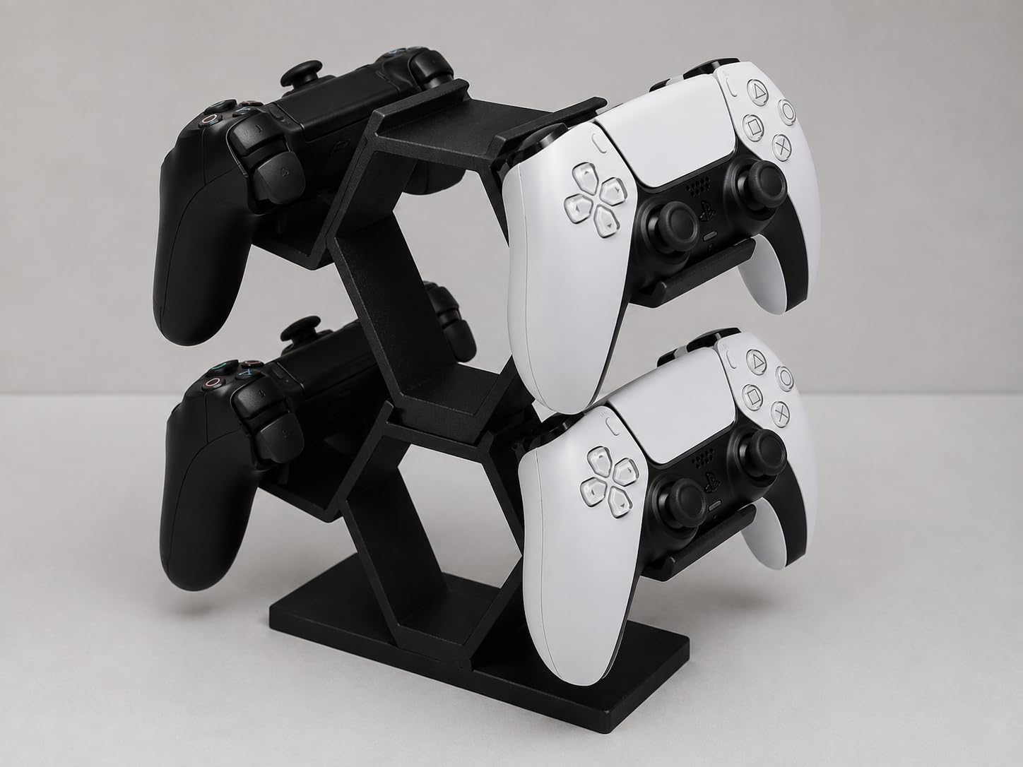Gaming Desk Stand Organiser for 4 Controllers with Base and Extension Black (4-controller Capacity)-image-40